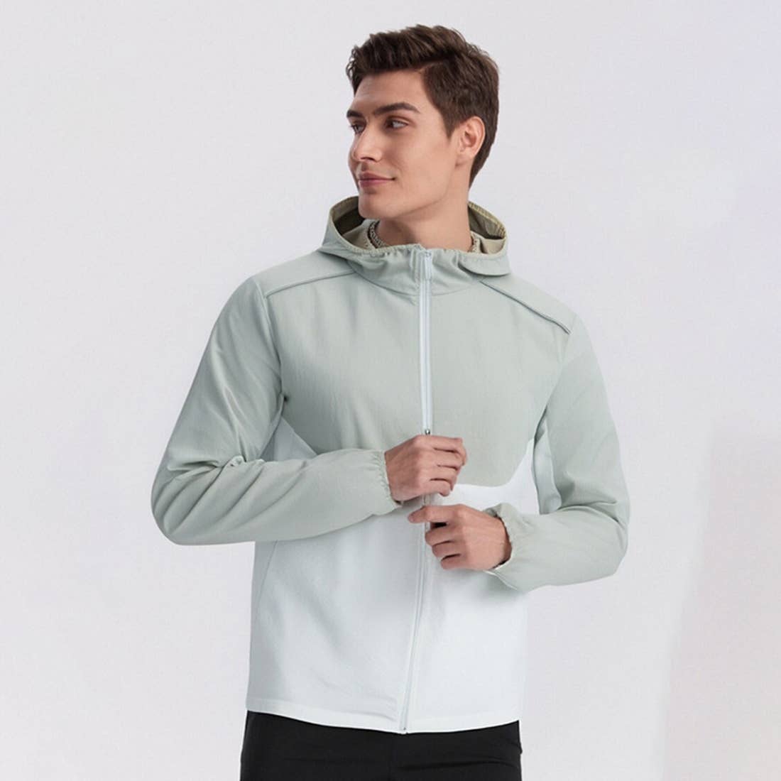 Men Hooded Water-Resistant Training Workout Running Jacket